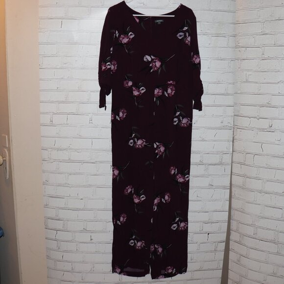 wild fable Pants - 💜 Wild Fable Romper · Size XXL · Dark Purple Floral · 3/4 Sleeves · Has Pockets